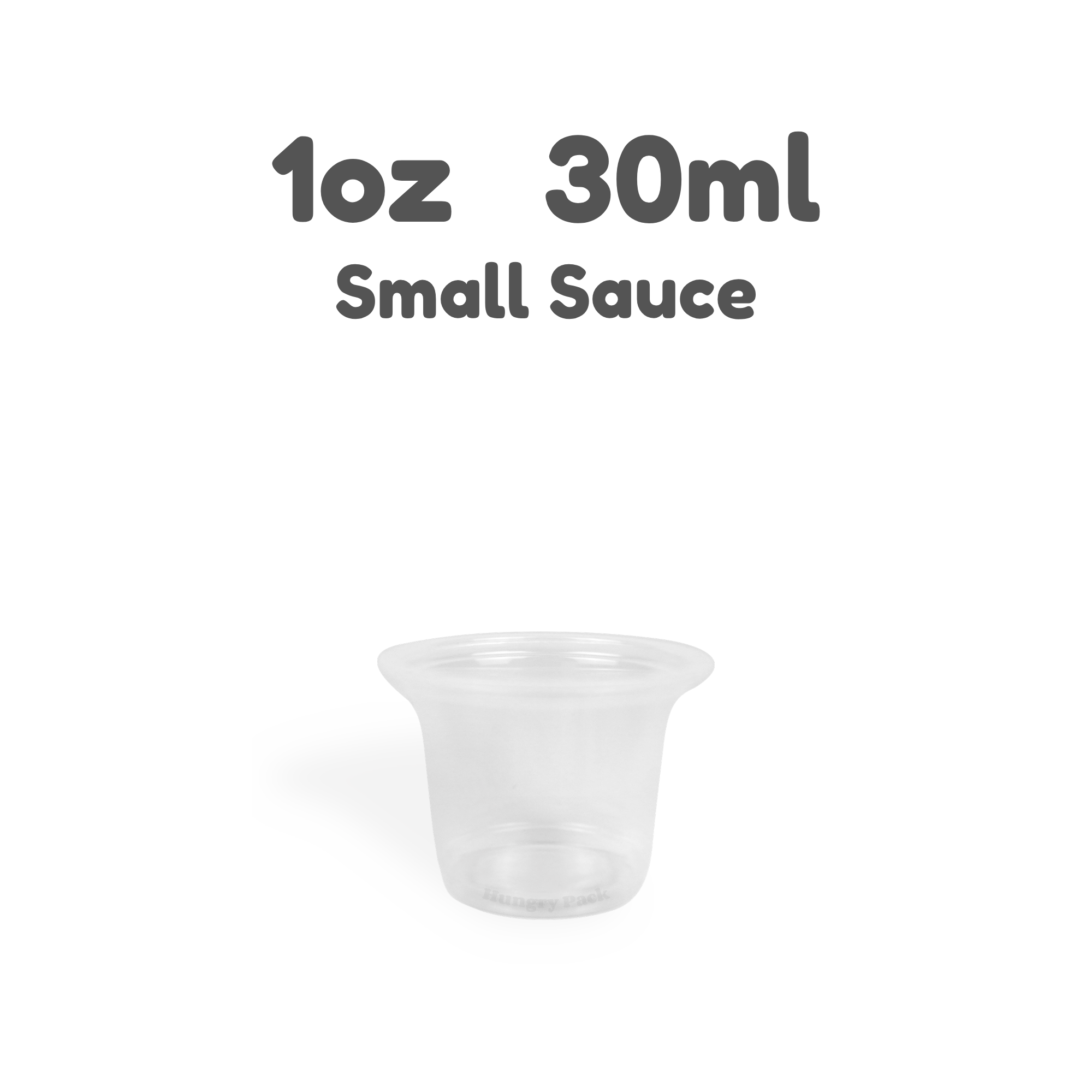 Clear 1oz plastic sauce cup on a white background