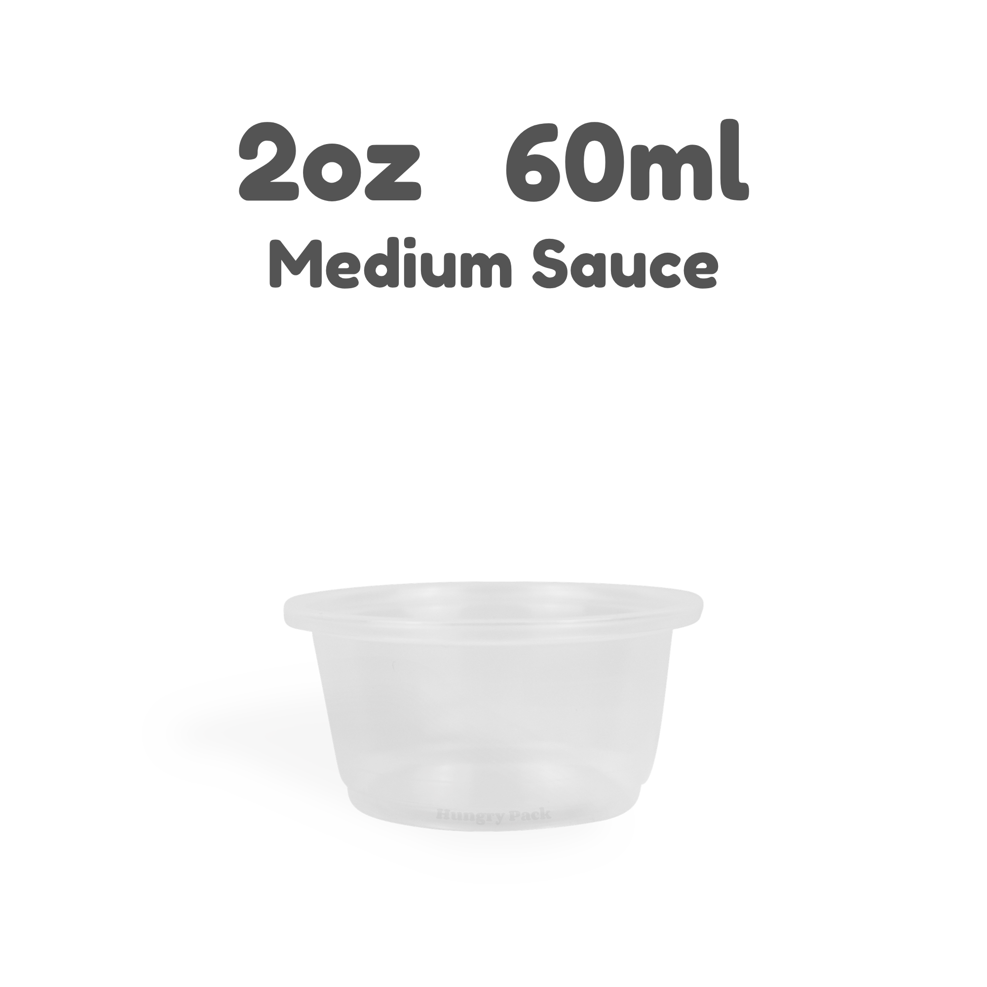 Clear 2oz plastic sauce cup on a white background